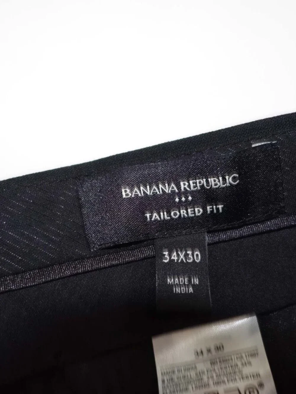 Banana Republic Men's Plain Weave Suit Trouser Pants 34 x 28 Black Tailored Fit